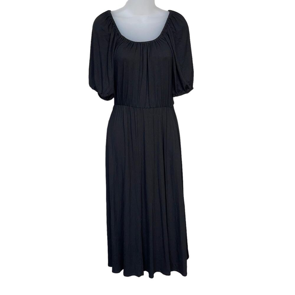 KAREN KANE Black Scoop Neck Elastic Waist Midi Dress Women’s Size XS